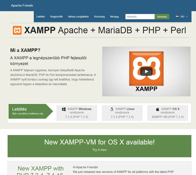 Xampp-kezdőlap